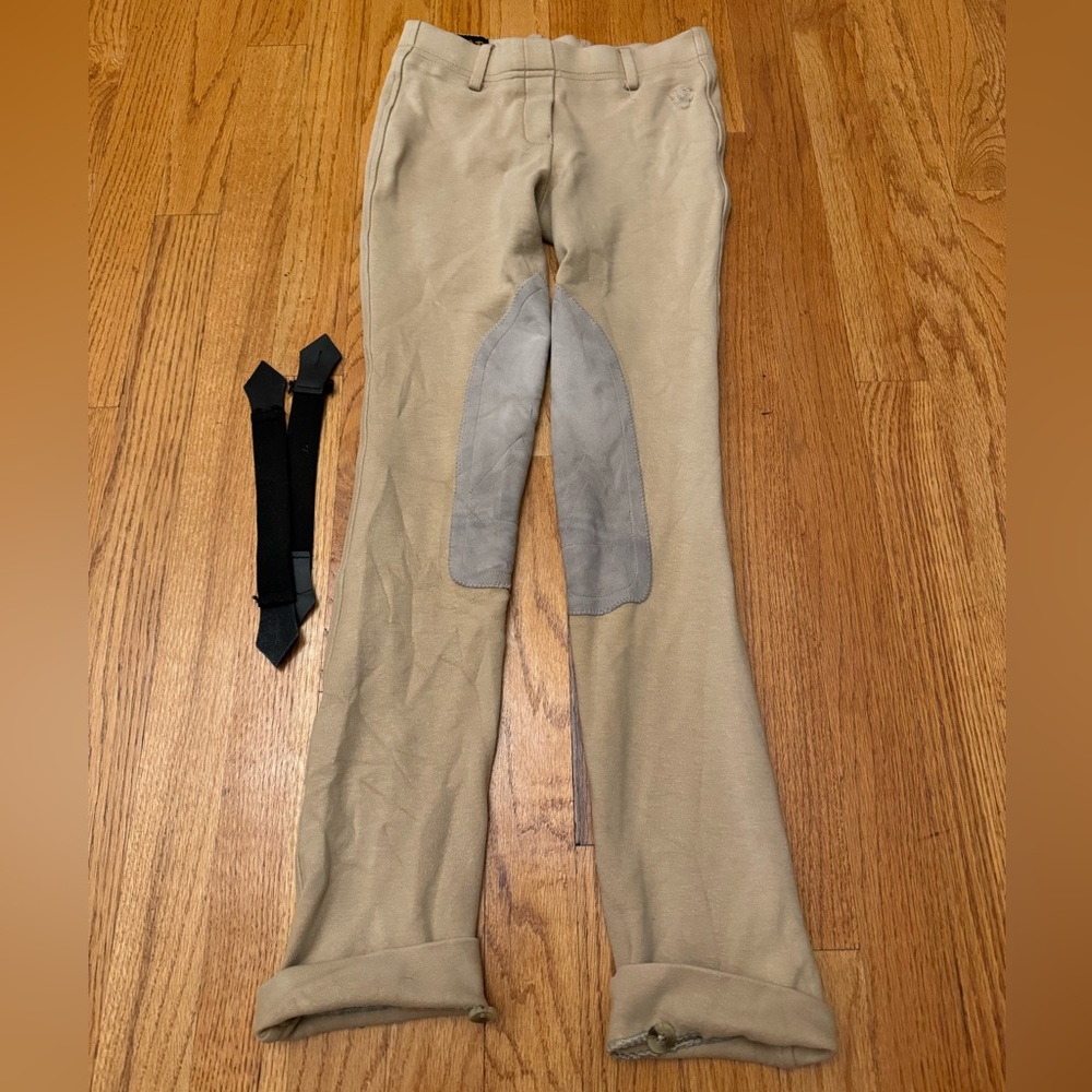 Girl Ariat horseback riding tan breeches
